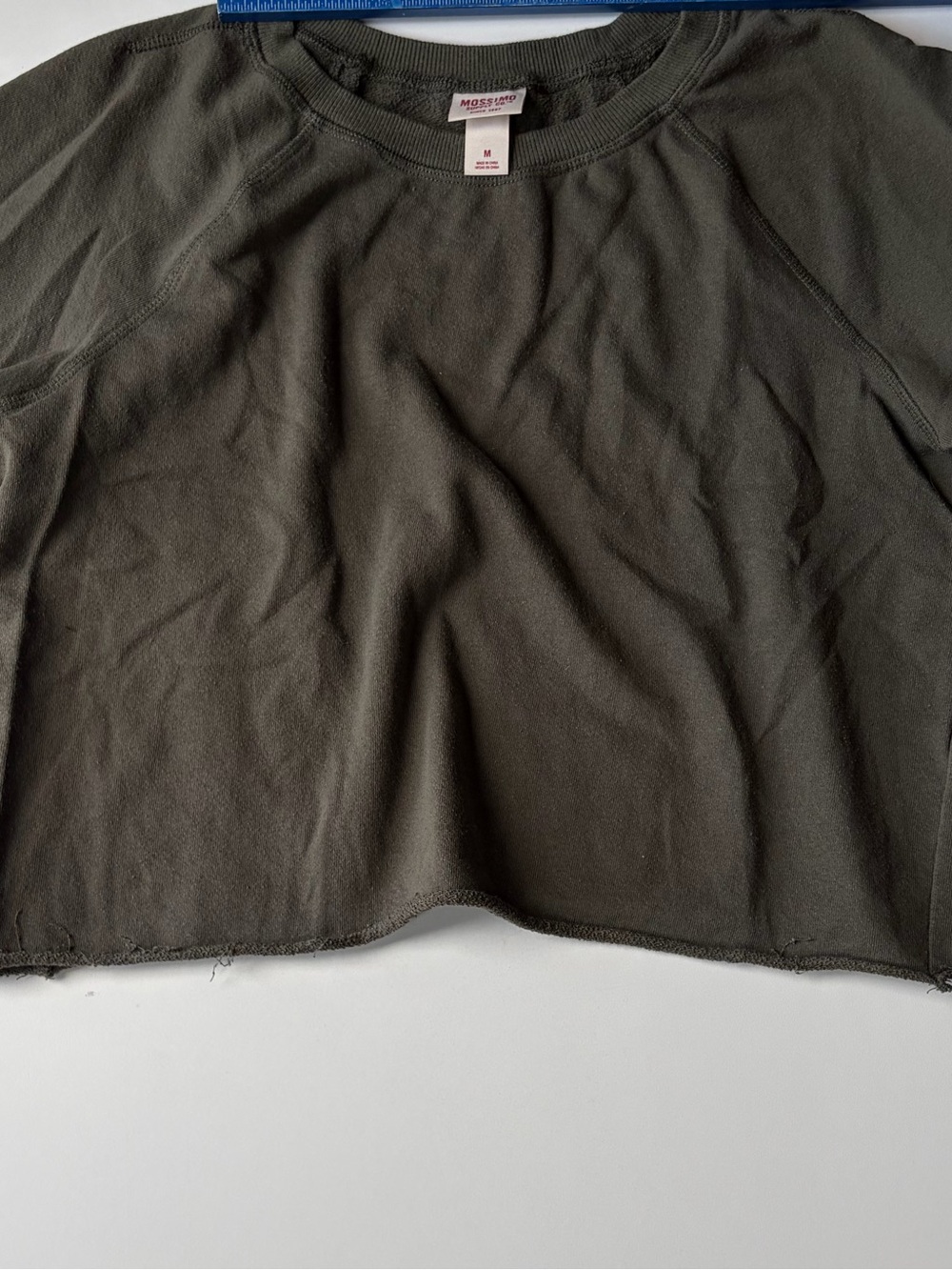 Massimo Olive Green Cropped Long-Sleeve Top